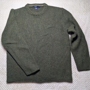 J.Crew 100% Lambswool Sweater Womens L Green Flecked Crewneck Knit Vintage